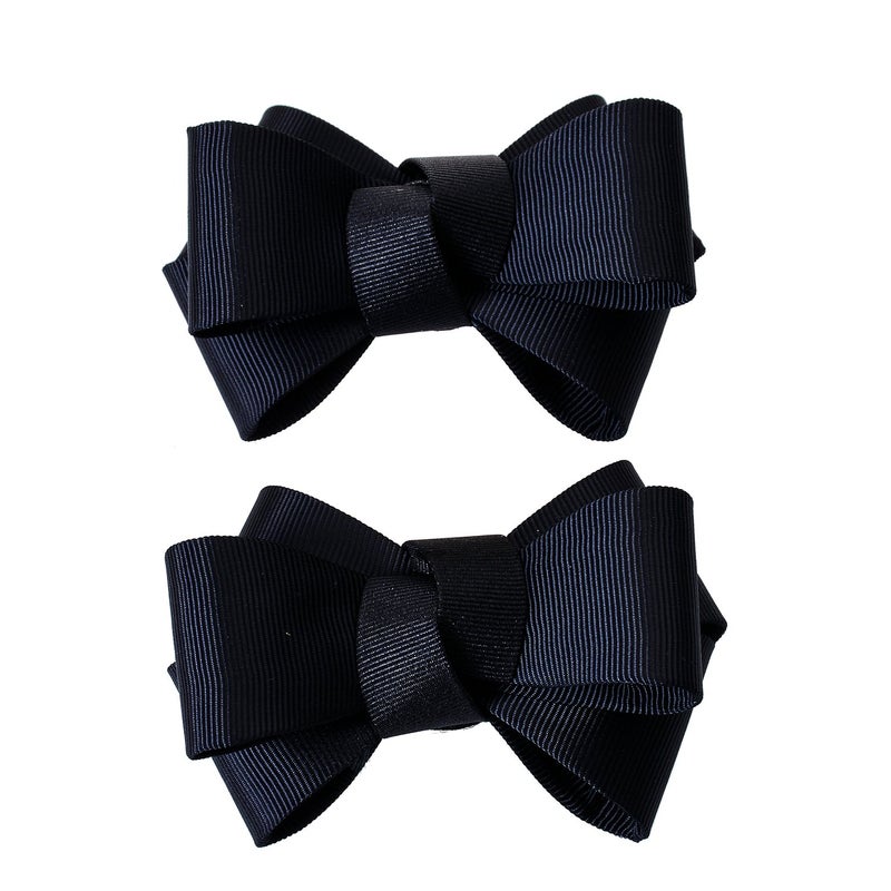 Douqu Pair Ribbon Big Bow Butterfly Shoe Clips Shoe Ornaments Shoe Ribbon Charm Accessory (Black) - Image 1
